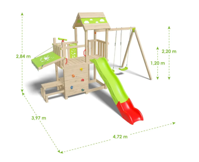 Aire de jeux bois 2,20 m SNACK XPRESSION - 12 enfants