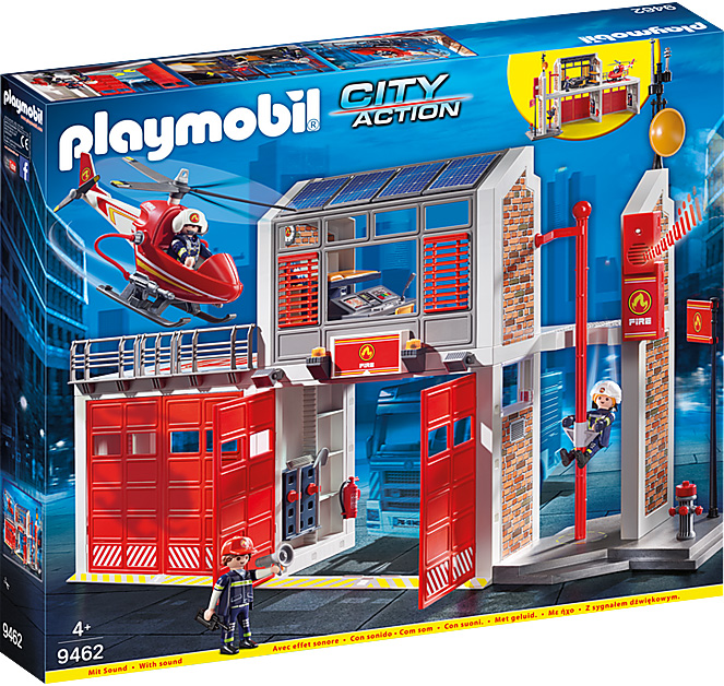 Playmobil-City action-Caserne de pompiers et hélicoptère 9462