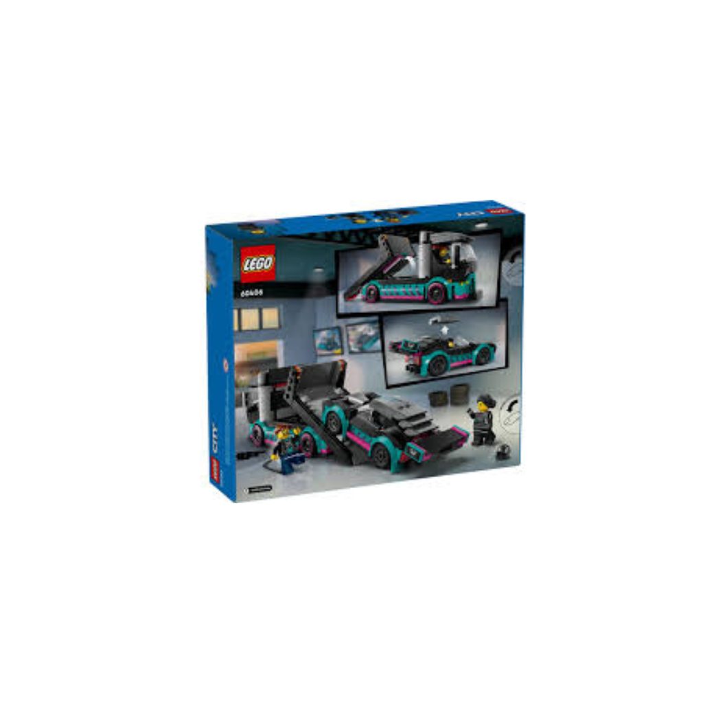 LEGO City La voiture de course et le camion de transport de voitures 60406